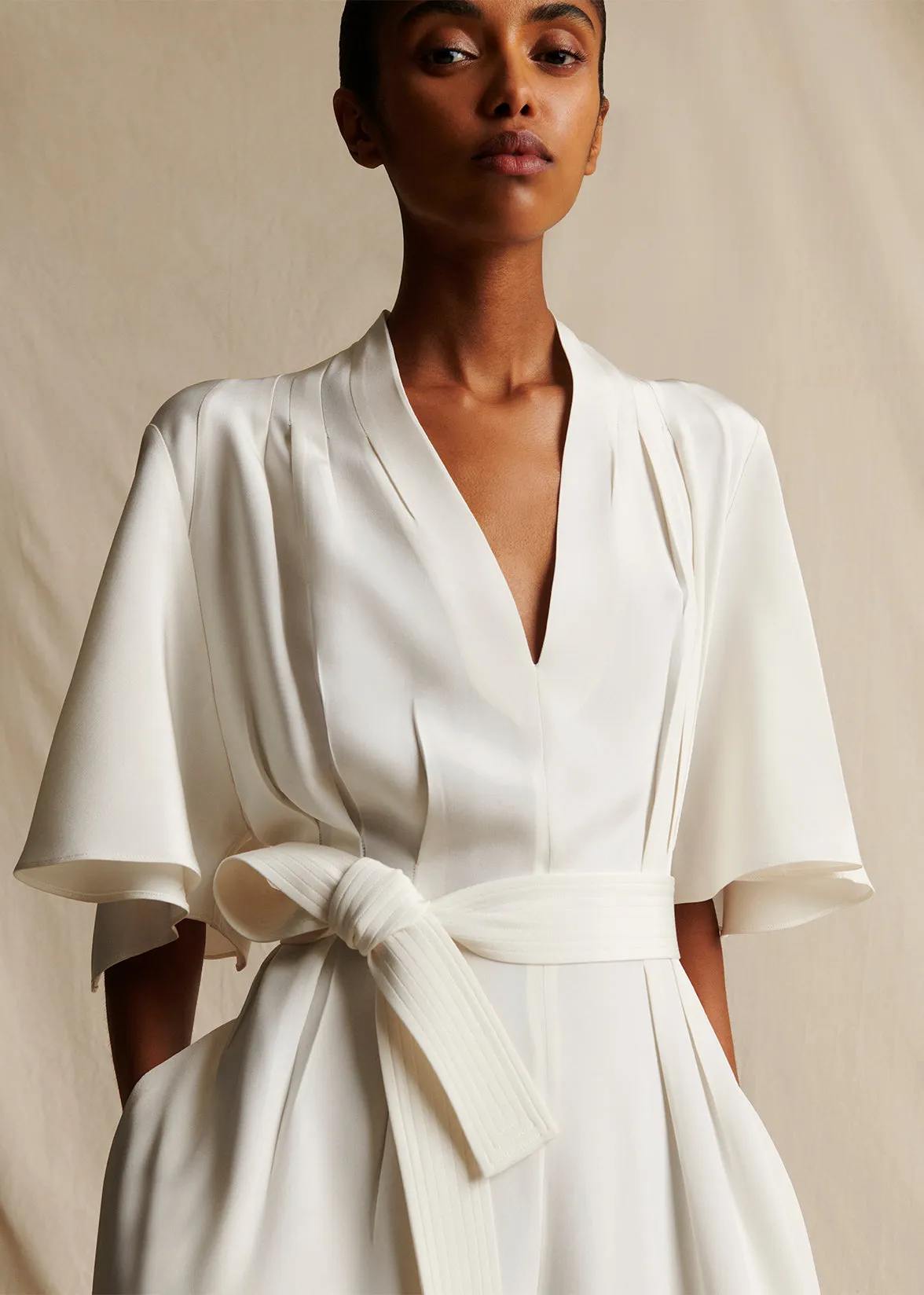 nansi jumpsuit with sleeve in silk crepe