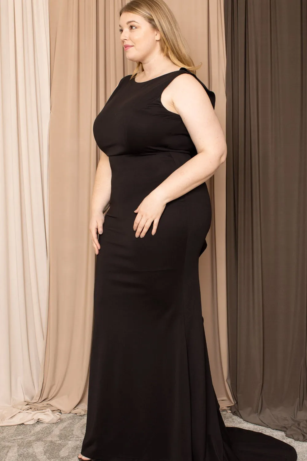 Plus Size Draped Tail Maxi Dress