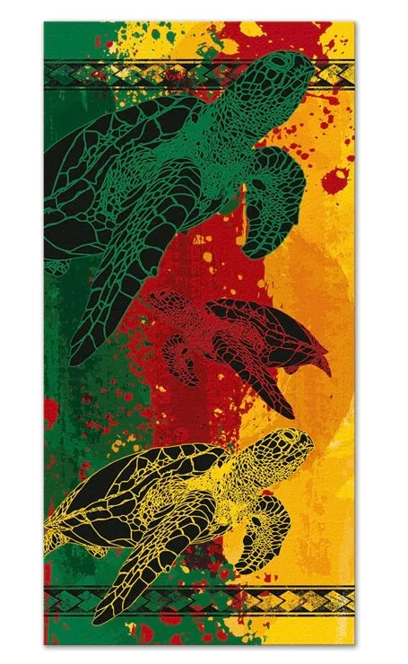 Rasta Honu Beach Towel