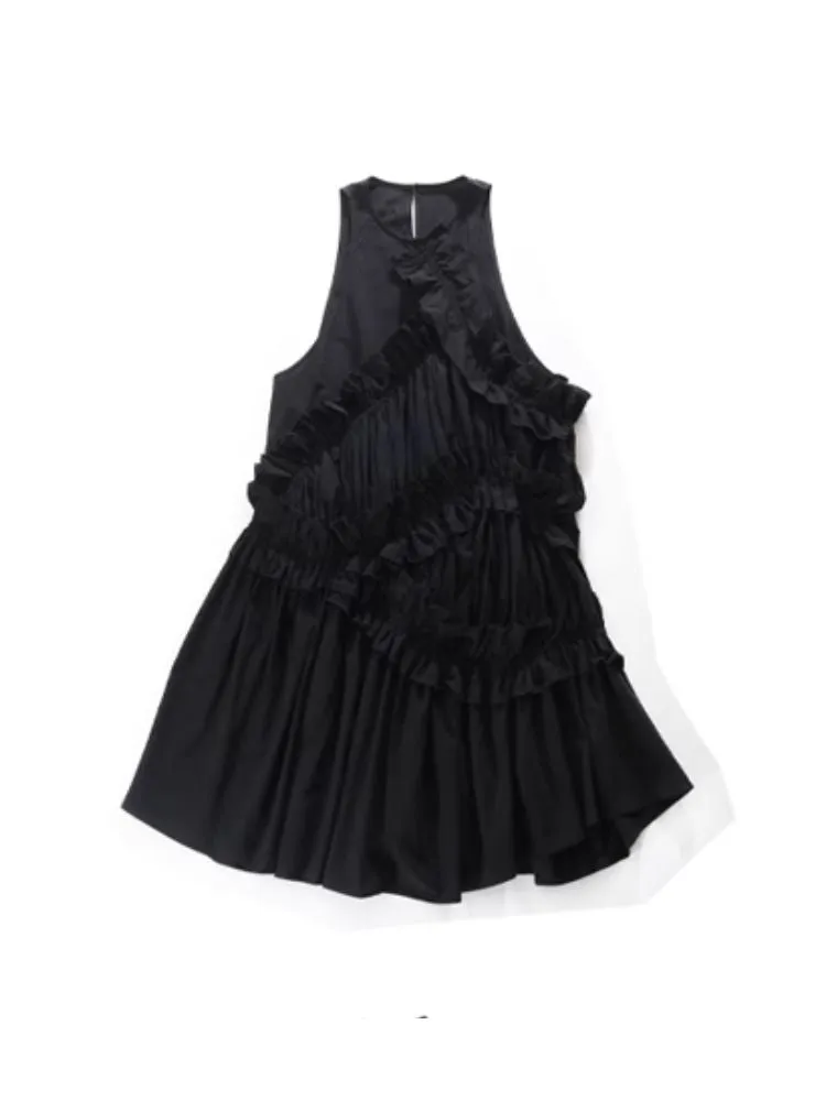 Ruffled shirring long dress【s0000001464】