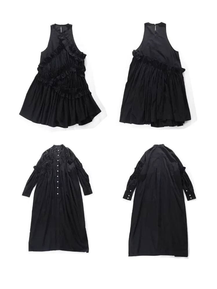 Ruffled shirring long dress【s0000001464】