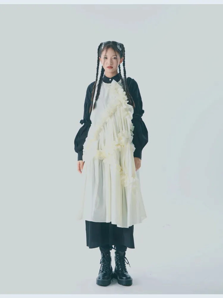 Ruffled shirring long dress【s0000001464】