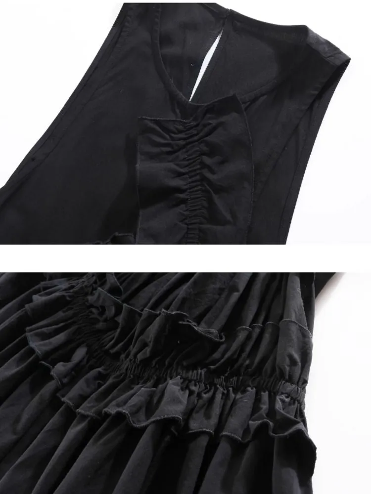 Ruffled shirring long dress【s0000001464】