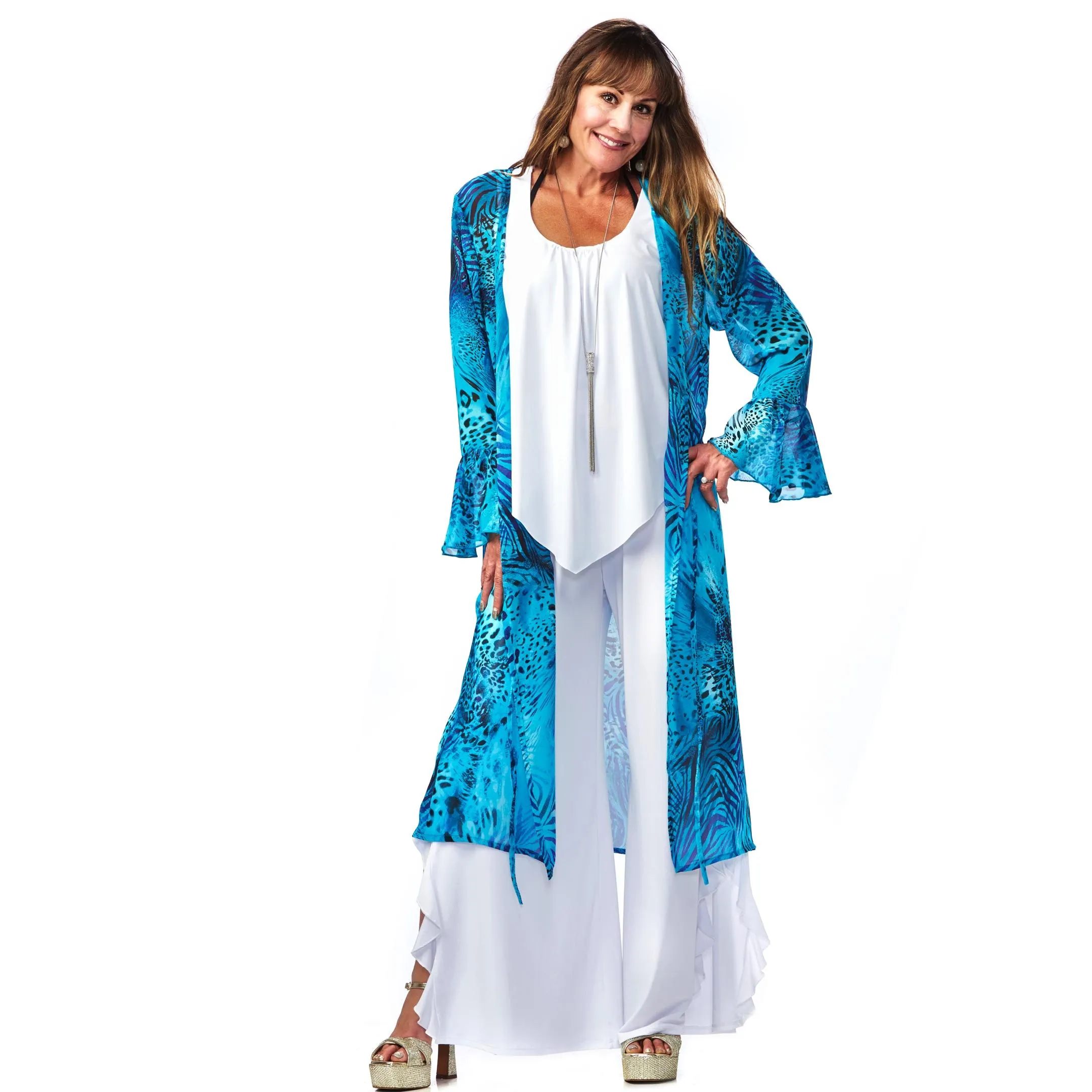 Ruffled Sleeve Kimono with Tie