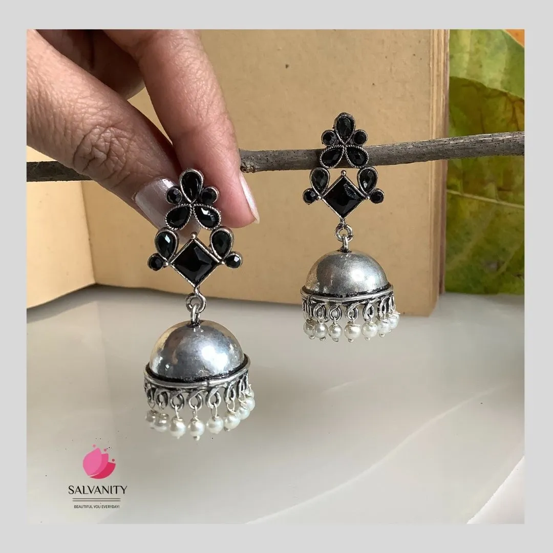 Salvanity German Silver Plain Dome Jhumki