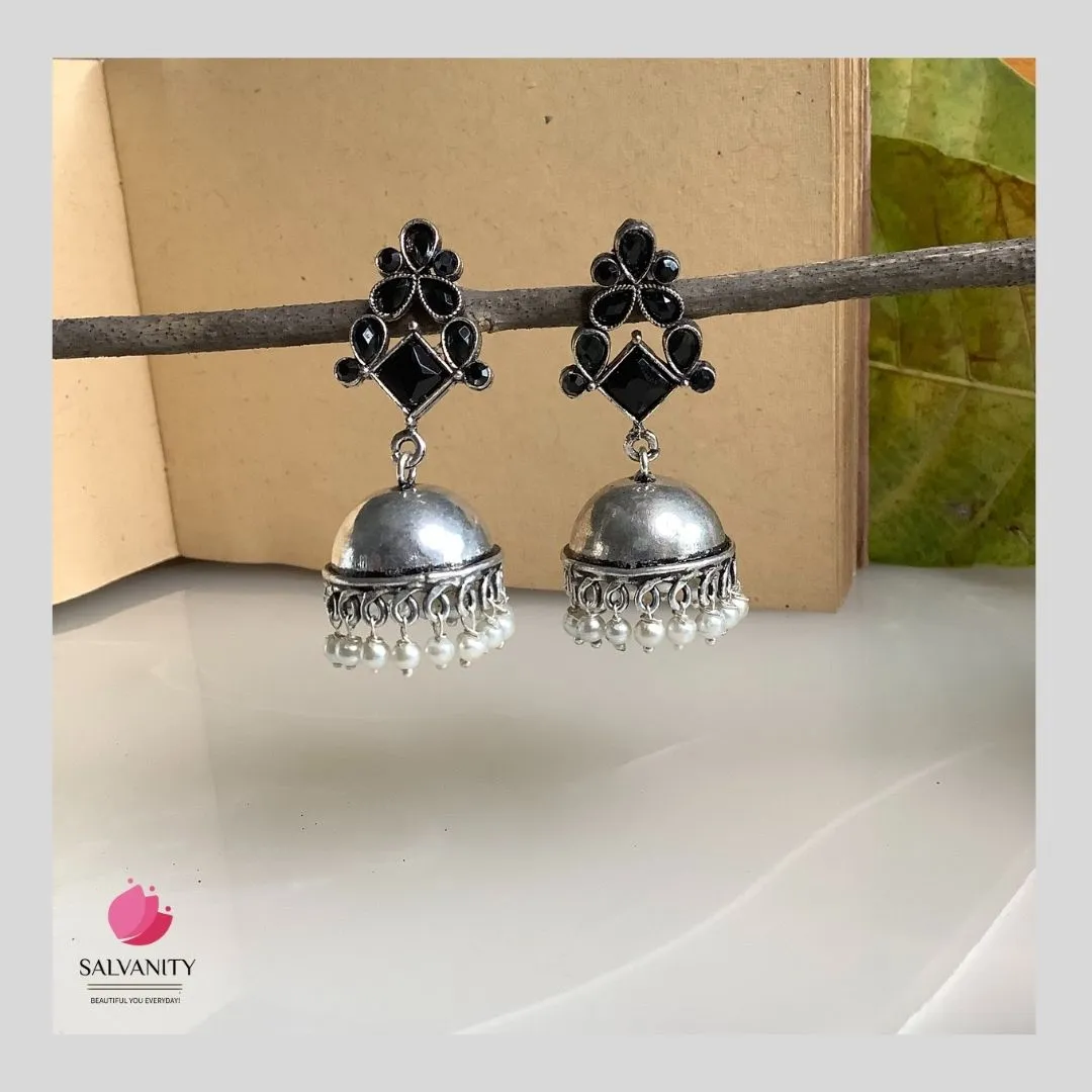 Salvanity German Silver Plain Dome Jhumki