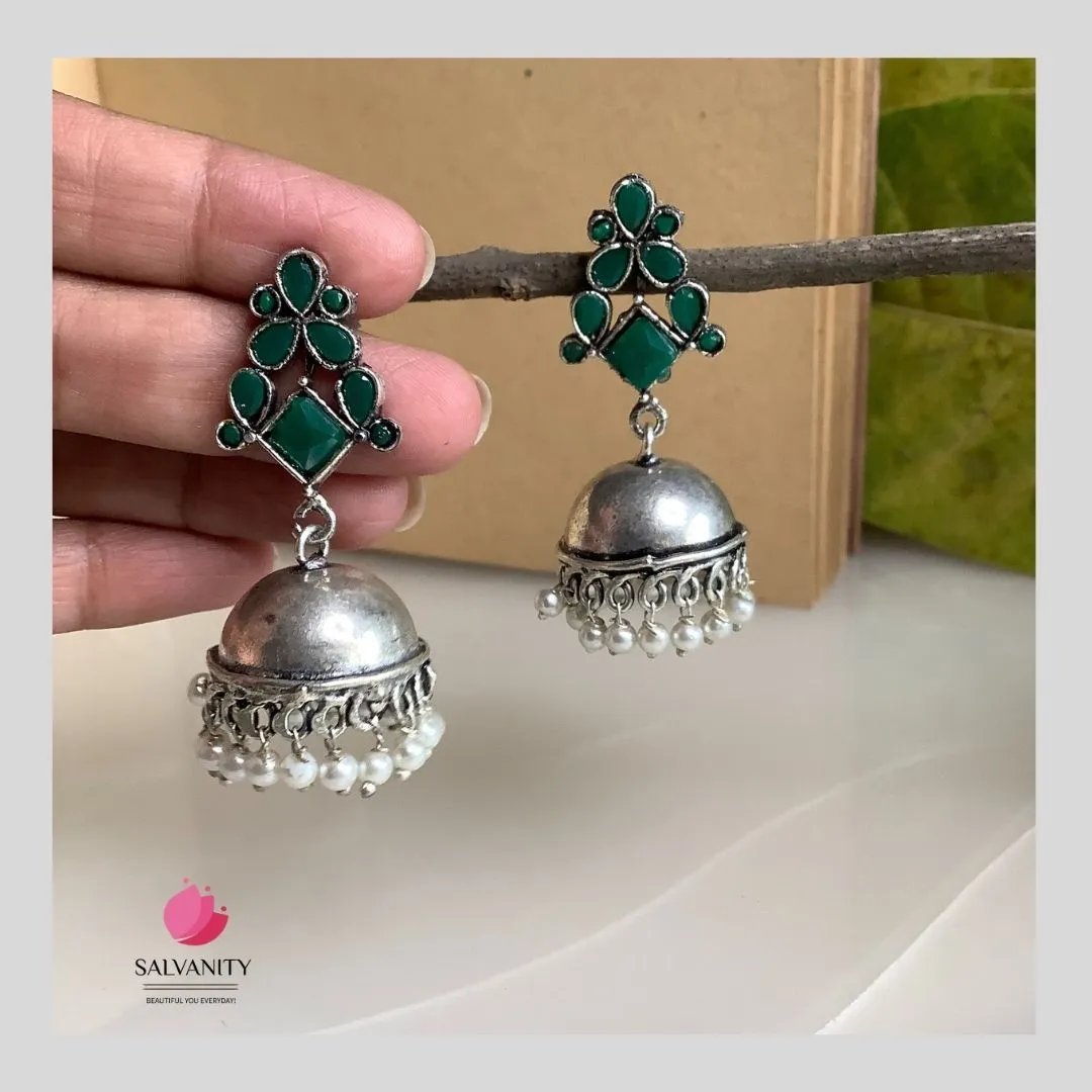 Salvanity German Silver Plain Dome Jhumki