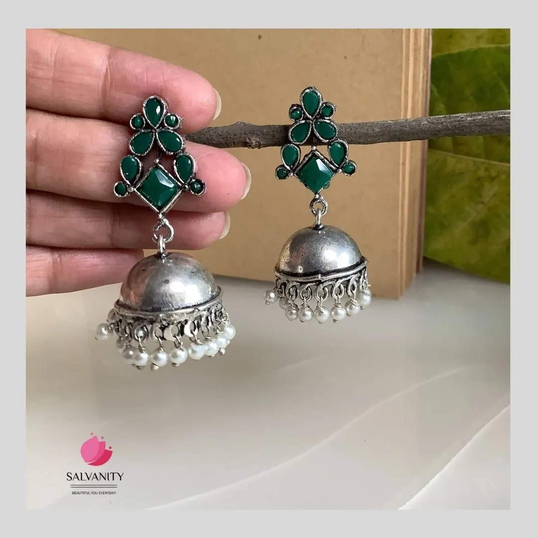 Salvanity German Silver Plain Dome Jhumki