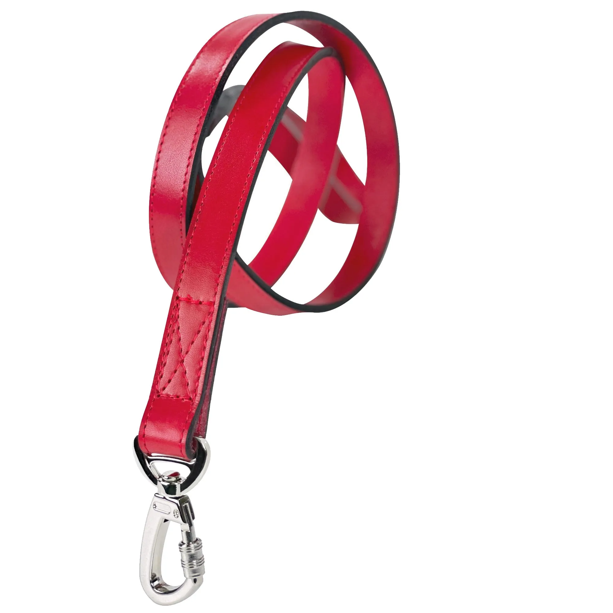 Signature Dog Leash in Ferrari Red & Nickel