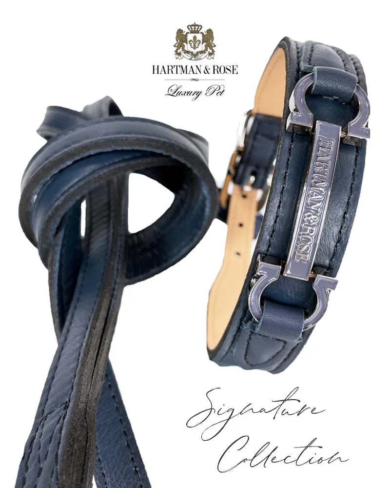 Signature Dog Leash in Slate Blue & Nickel