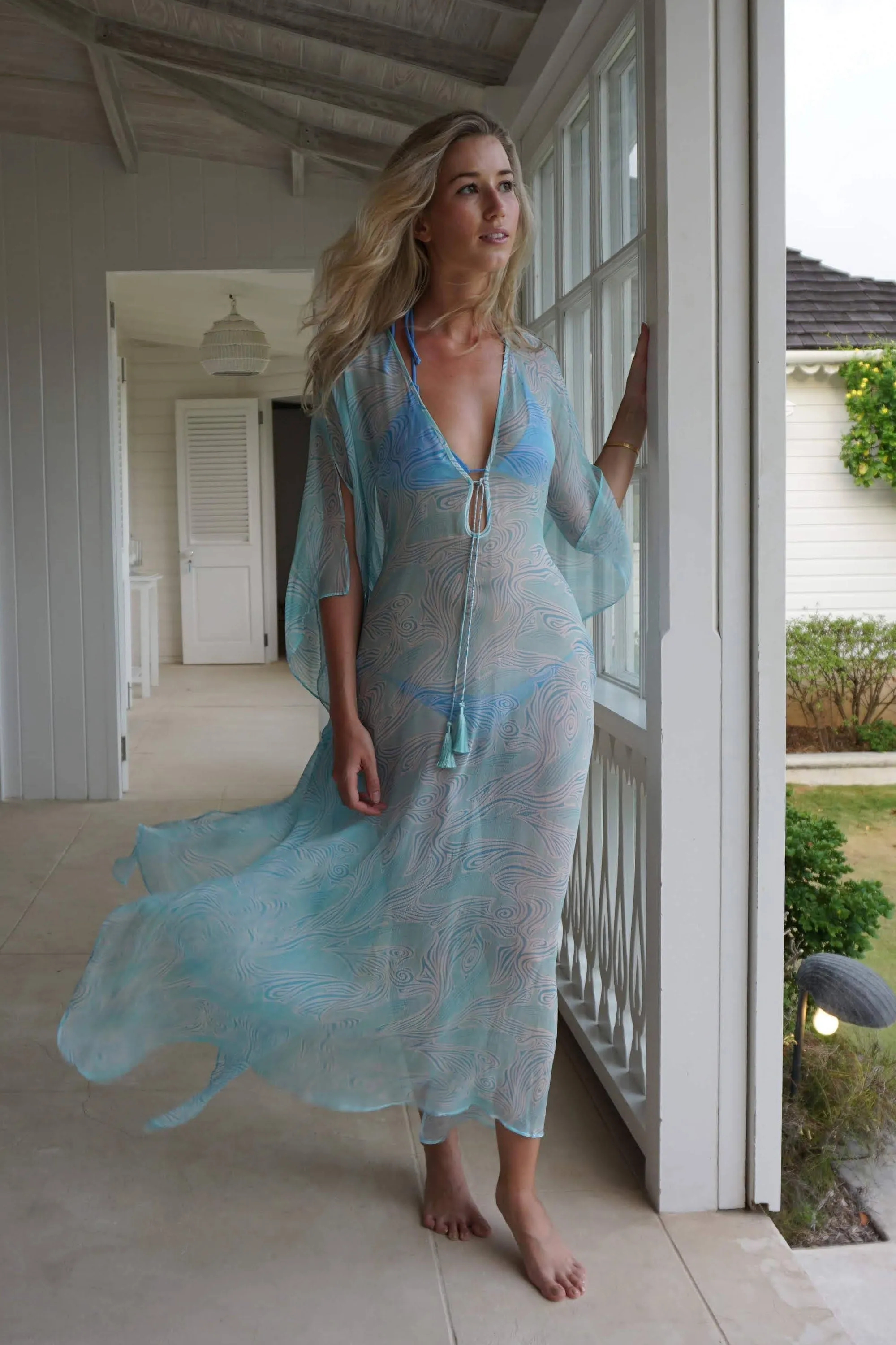 Silk Chiffon Ellie Kaftan WHALE