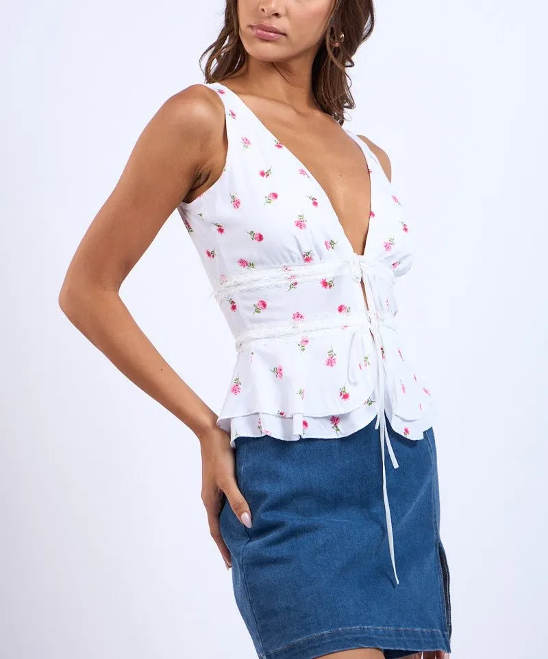 Soleil Floral Tie Front Top