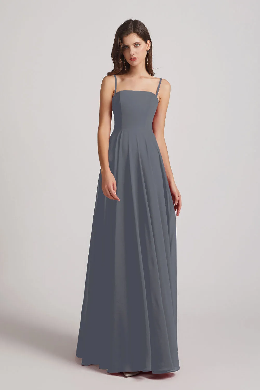 Spaghetti Straps A-Line Chiffon Pleated Bridesmaid Dresses (AF0063)