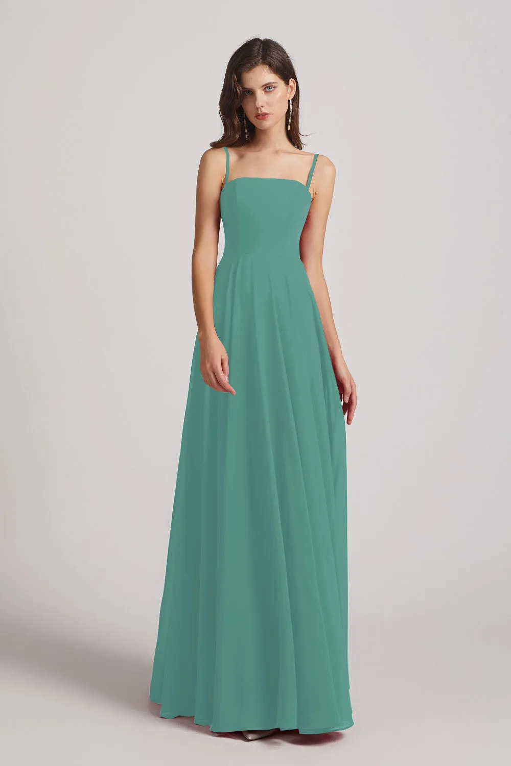 Spaghetti Straps A-Line Chiffon Pleated Bridesmaid Dresses (AF0063)