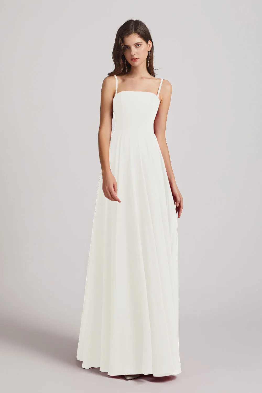 Spaghetti Straps A-Line Chiffon Pleated Bridesmaid Dresses (AF0063)