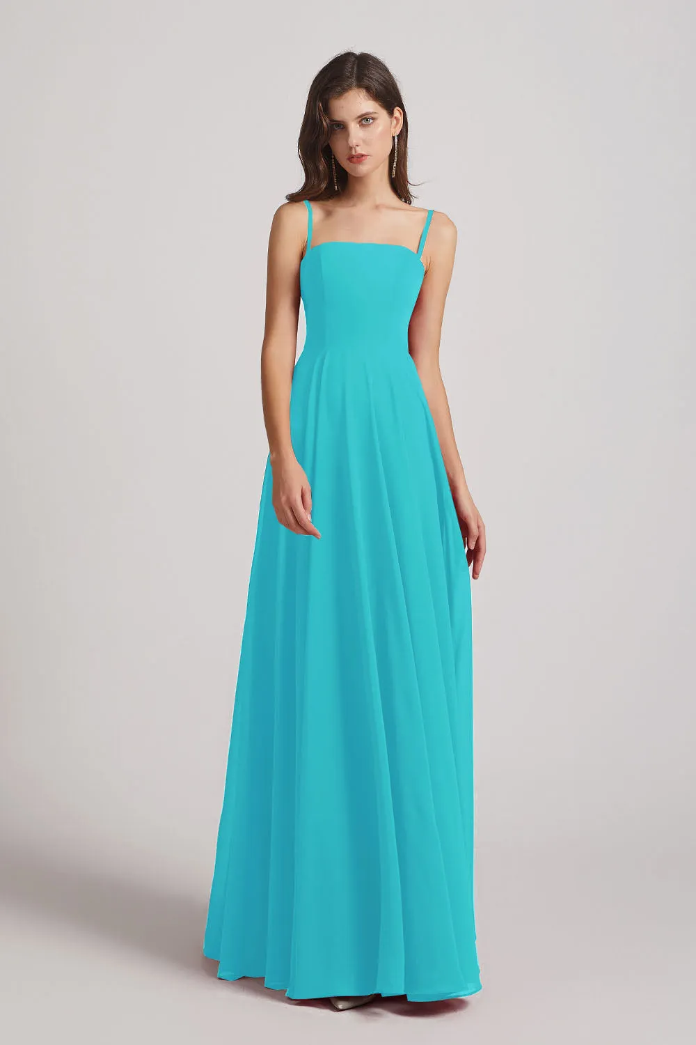 Spaghetti Straps A-Line Chiffon Pleated Bridesmaid Dresses (AF0063)