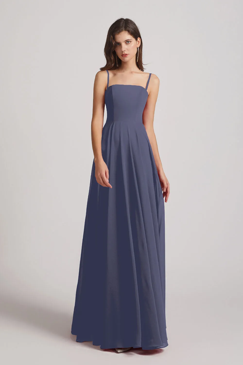 Spaghetti Straps A-Line Chiffon Pleated Bridesmaid Dresses (AF0063)