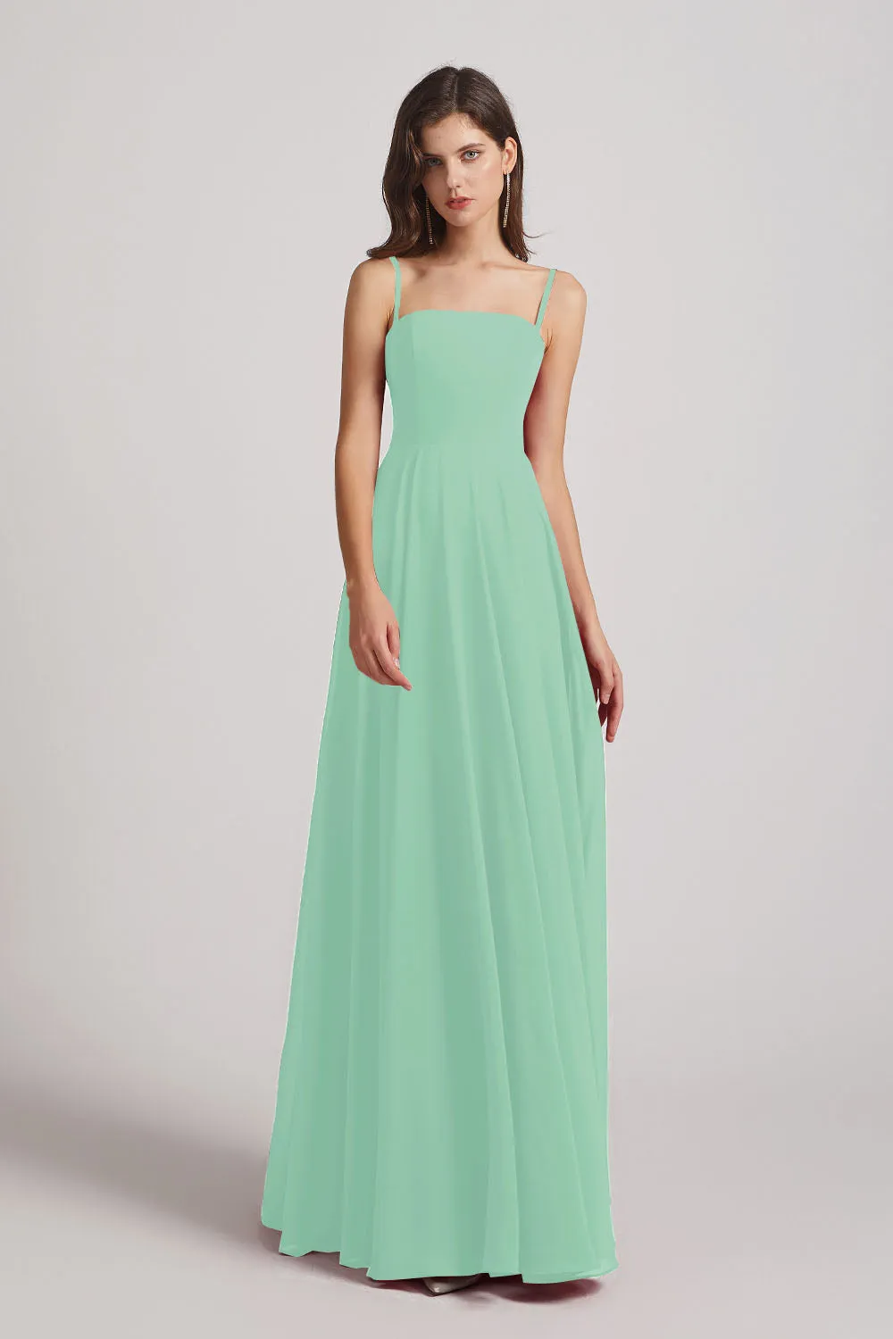 Spaghetti Straps A-Line Chiffon Pleated Bridesmaid Dresses (AF0063)