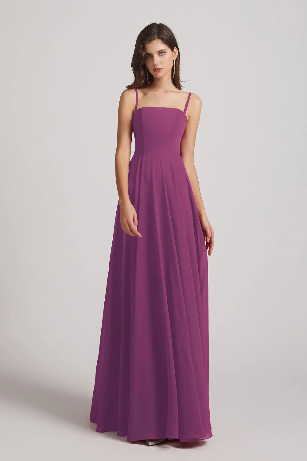 Spaghetti Straps A-Line Chiffon Pleated Bridesmaid Dresses (AF0063)