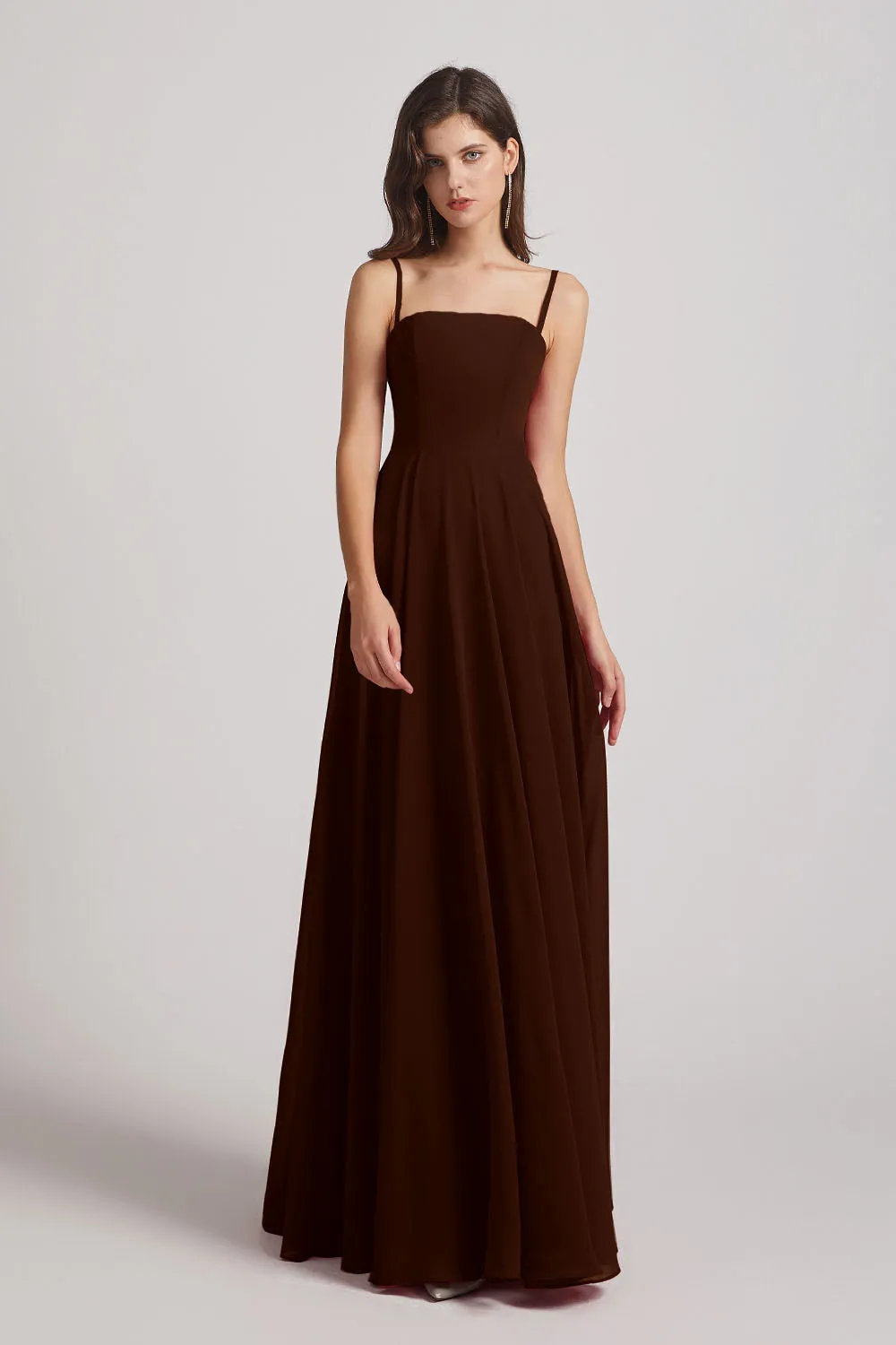 Spaghetti Straps A-Line Chiffon Pleated Bridesmaid Dresses (AF0063)