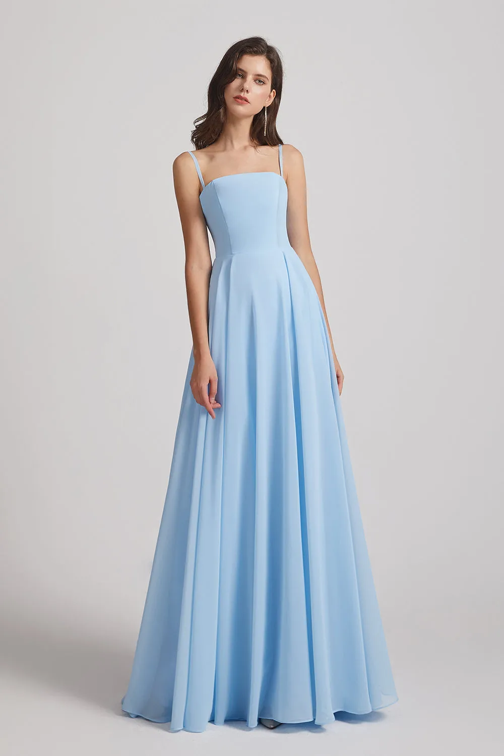 Spaghetti Straps A-Line Chiffon Pleated Bridesmaid Dresses (AF0063)