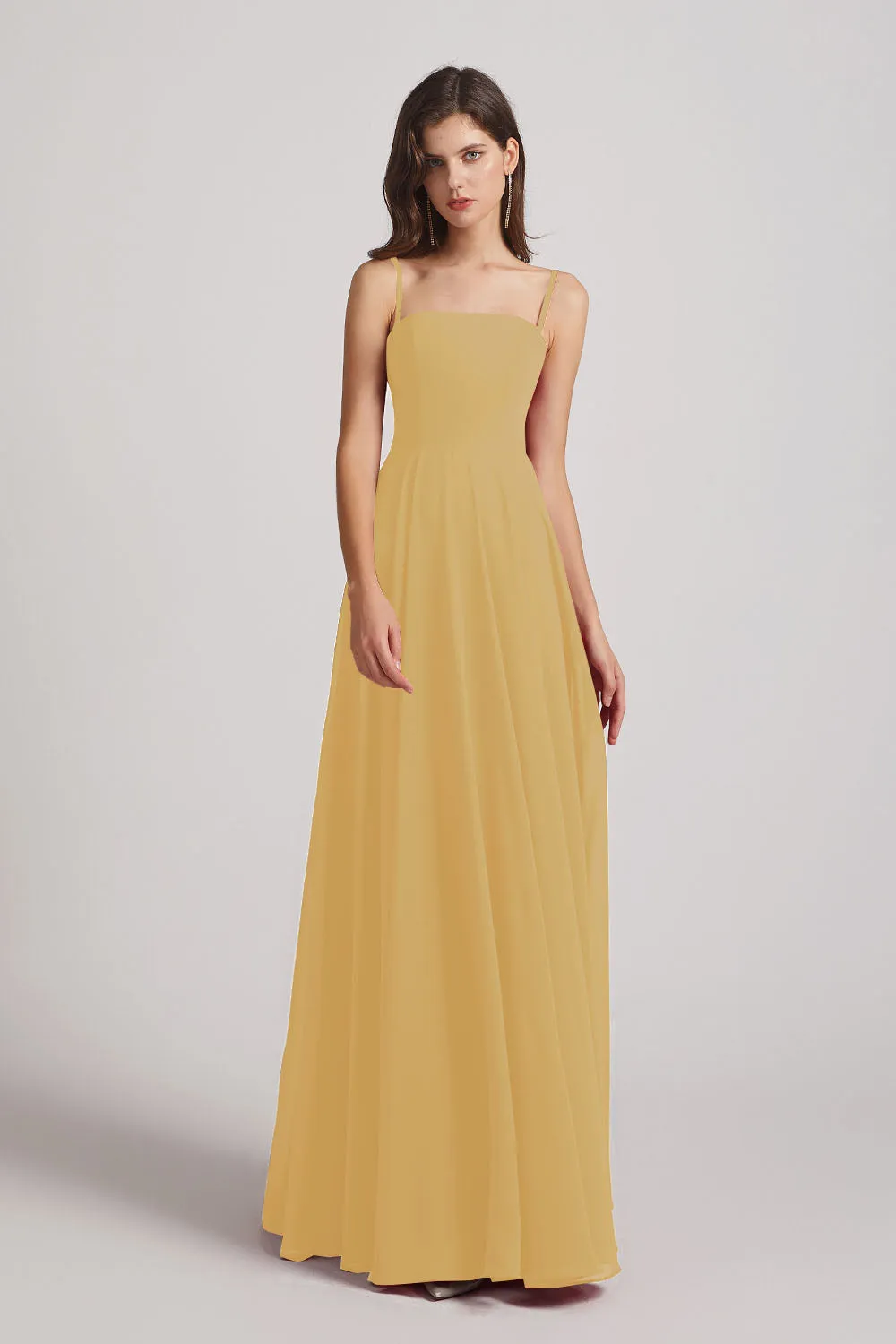 Spaghetti Straps A-Line Chiffon Pleated Bridesmaid Dresses (AF0063)