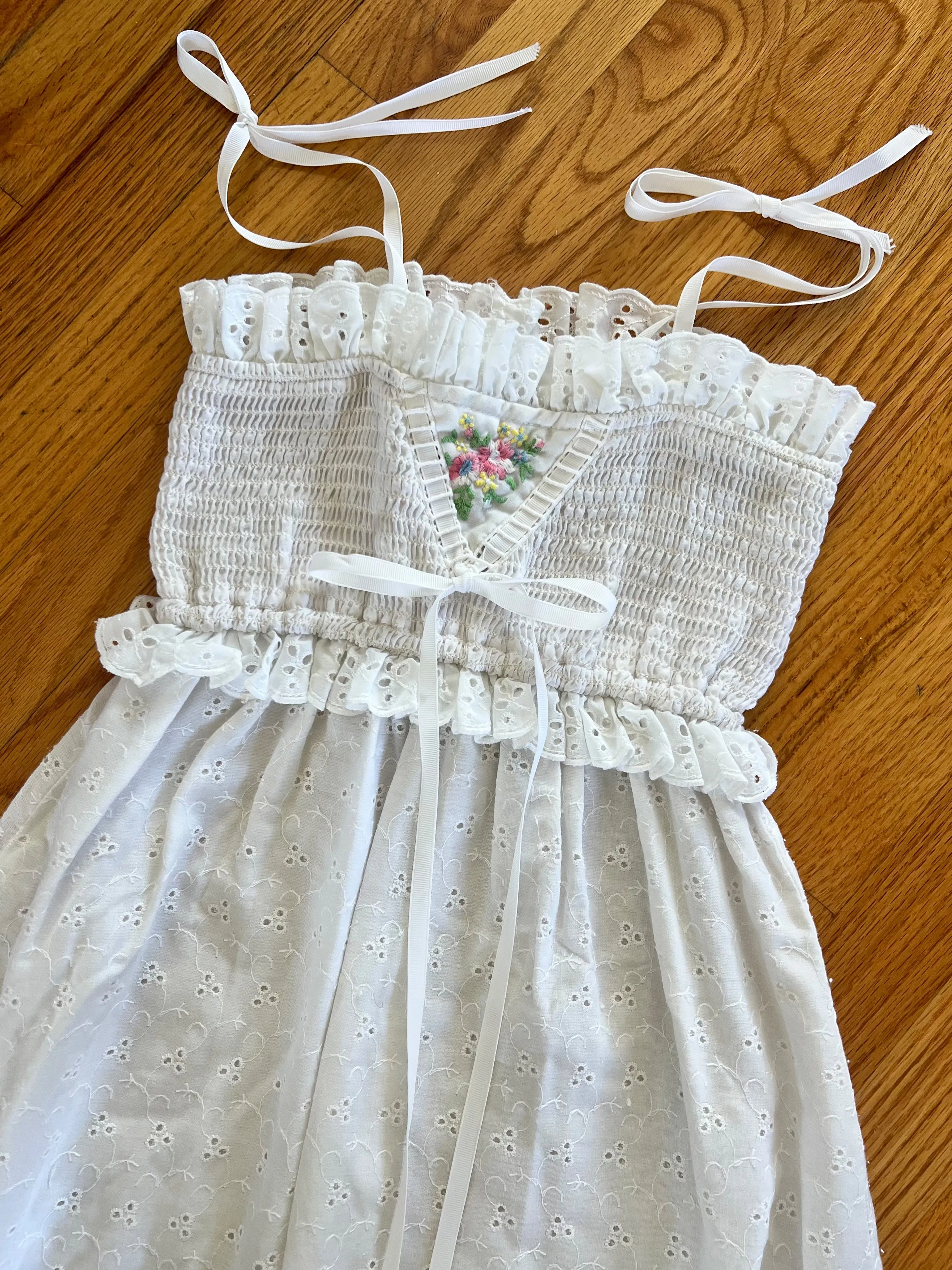 VINTAGE: White Eyelet Maxi Dress