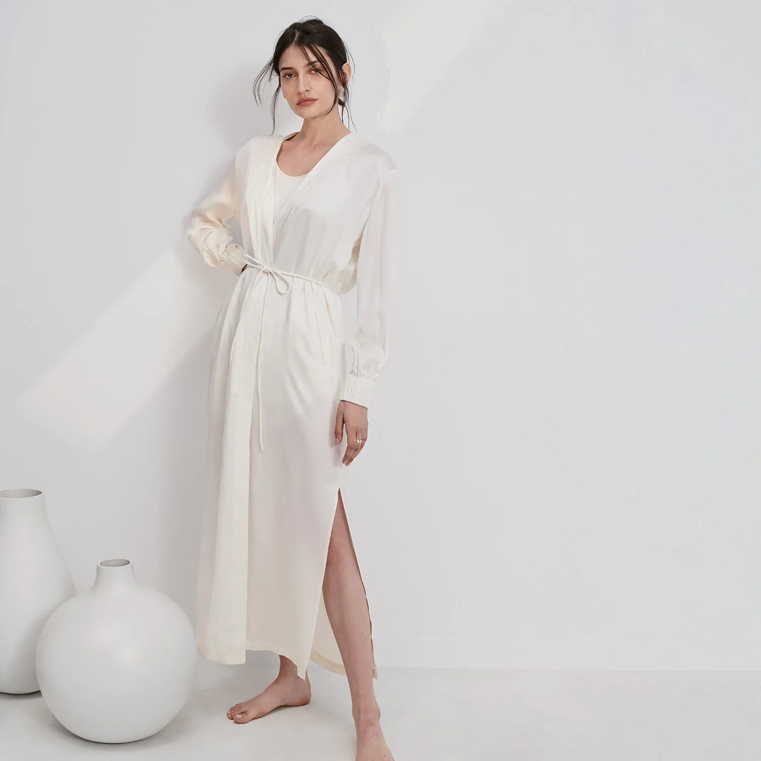 Washable Silk Long Robe