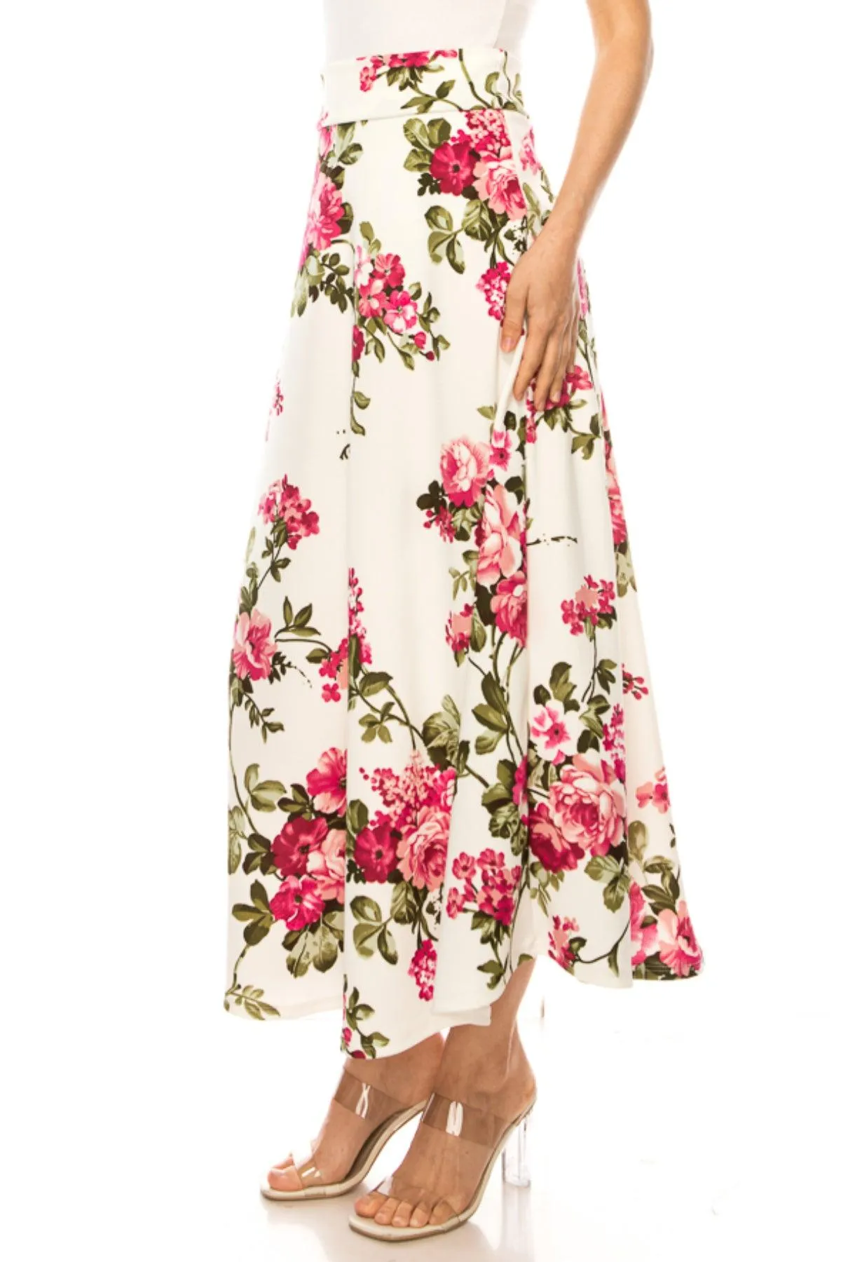 Women's Casual Floral Print A-Line Long Skirt