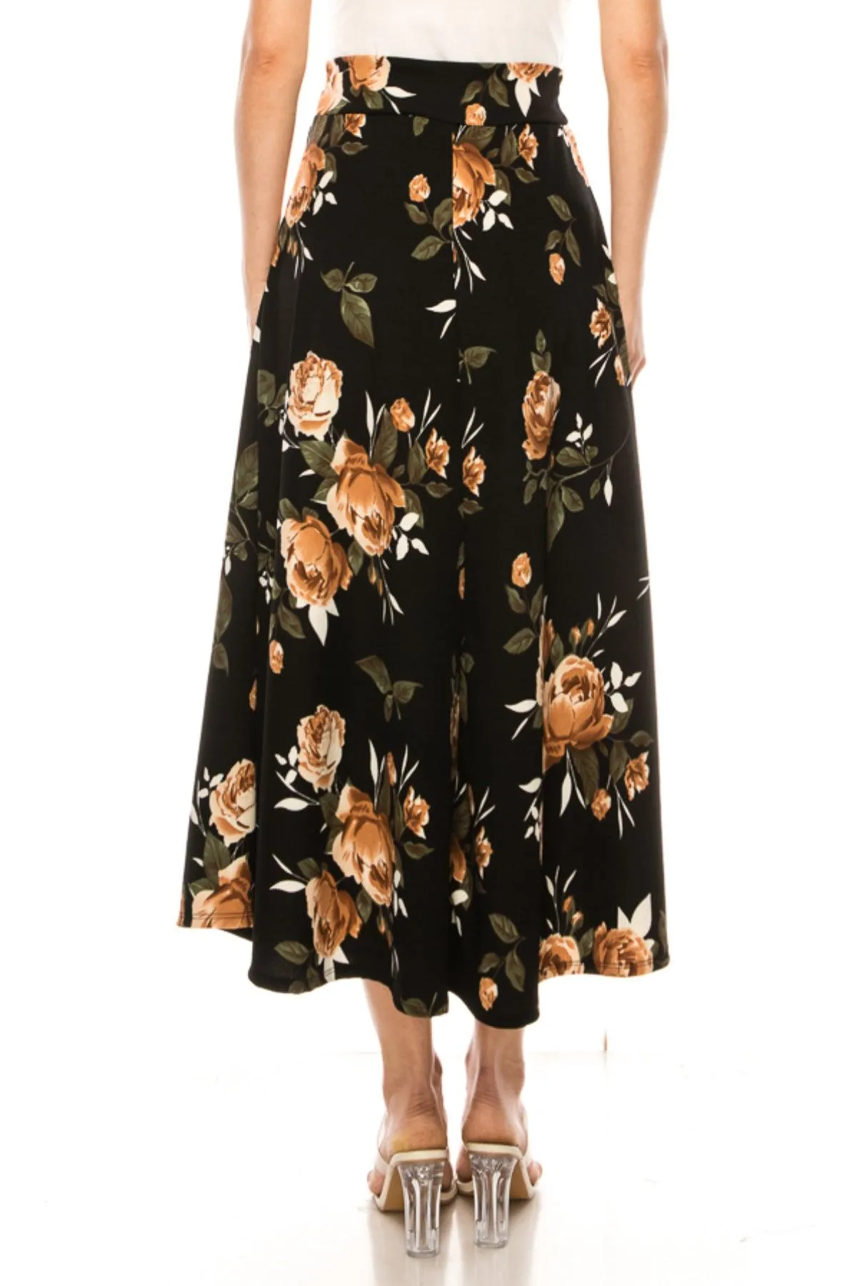 Women's Casual Floral Print A-Line Long Skirt