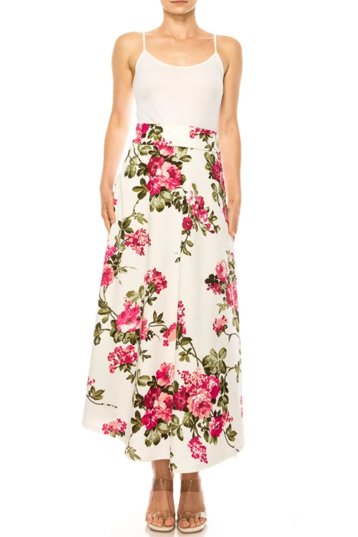 Women's Casual Floral Print A-Line Long Skirt