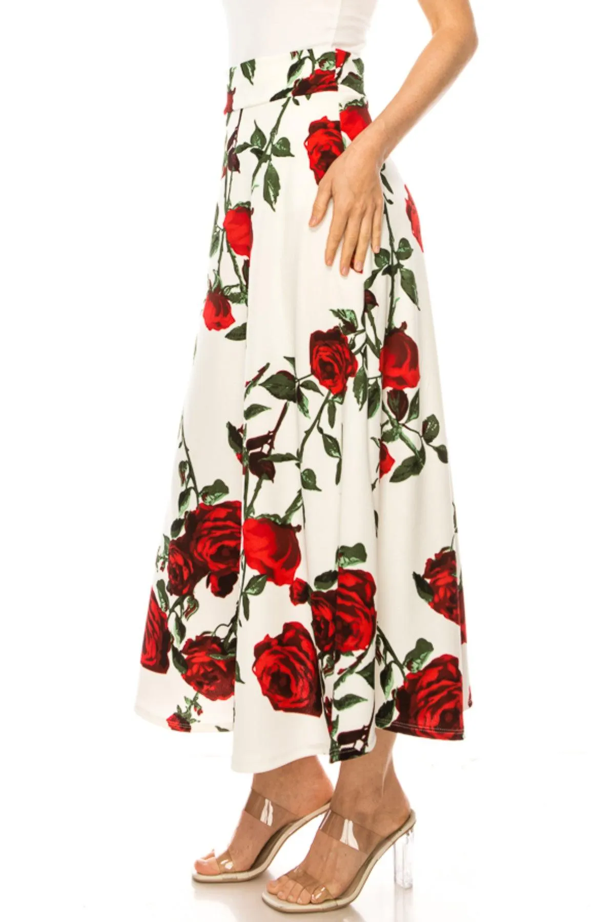 Women's Casual Floral Print A-Line Long Skirt