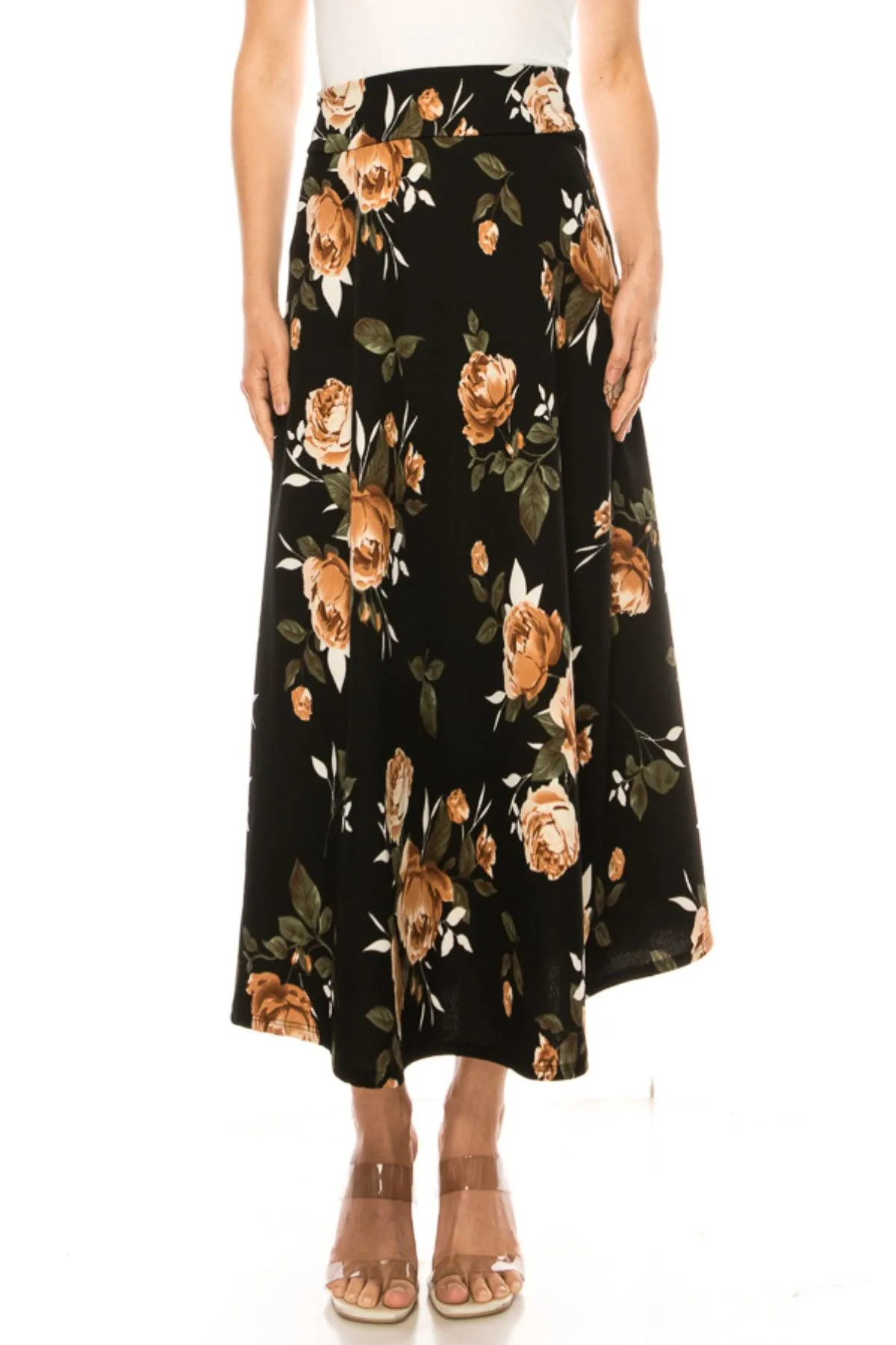 Women's Casual Floral Print A-Line Long Skirt