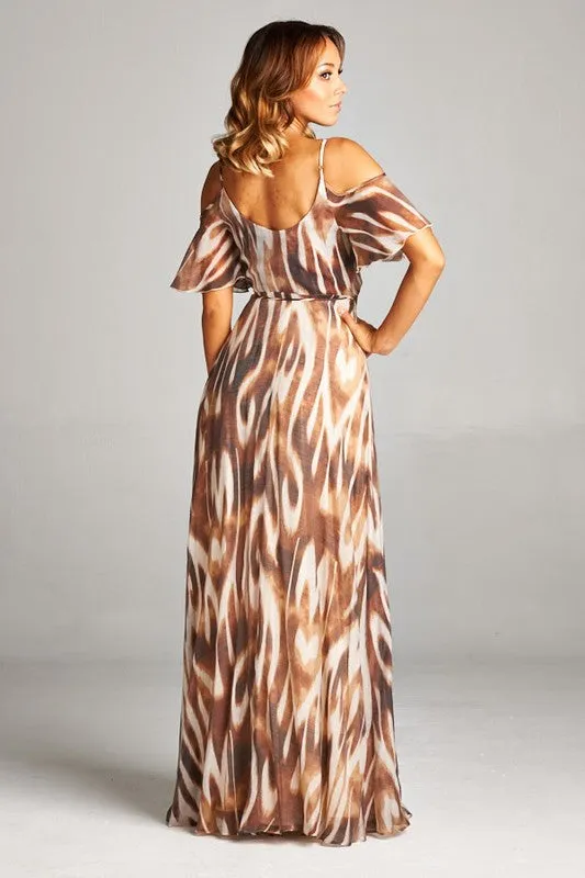 Zebra Safari Print Maxi Dress