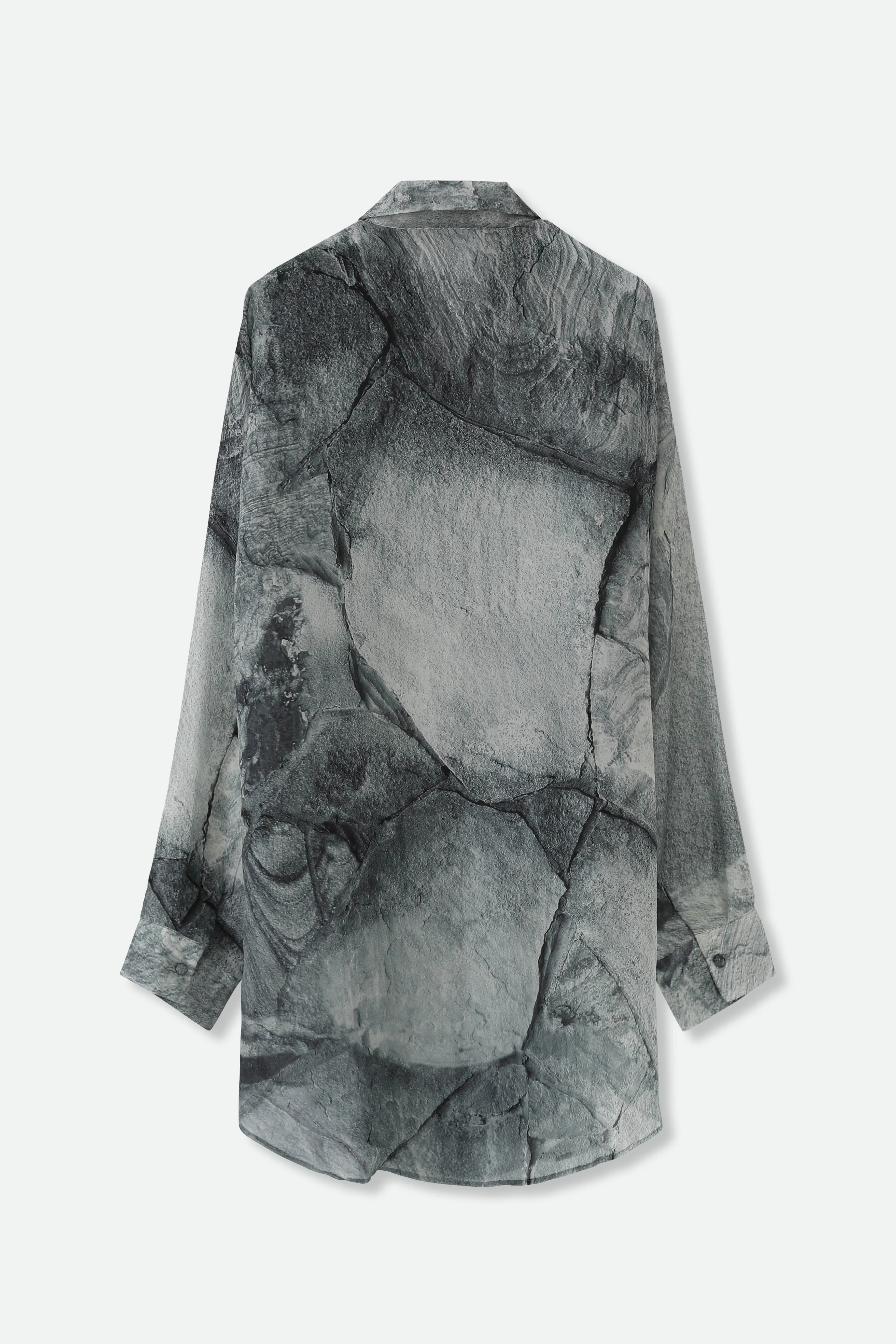 ZURI ONE-SIZE TUNIC IN PRINTED ITALIAN SILK VOILE STONEY GREY